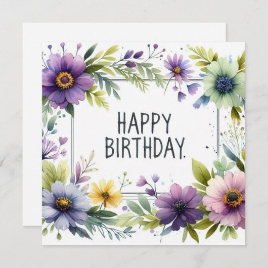 carte florale d'anniversaire heureuse (Devant / Derrière)