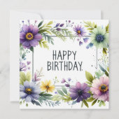 carte florale d'anniversaire heureuse (Devant)