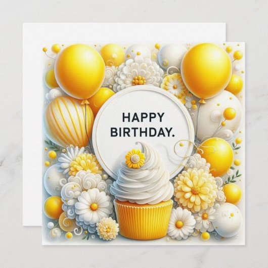 carte florale d'anniversaire heureuse (Devant / Derrière)