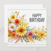 carte florale d'anniversaire heureuse (Devant / Derrière)