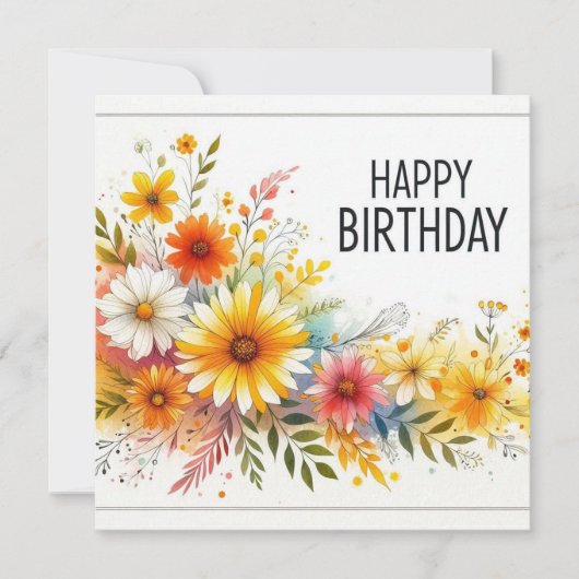 carte florale d'anniversaire heureuse (Devant)