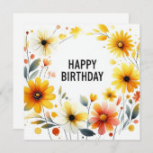 carte florale d'anniversaire heureuse (Devant / Derrière)