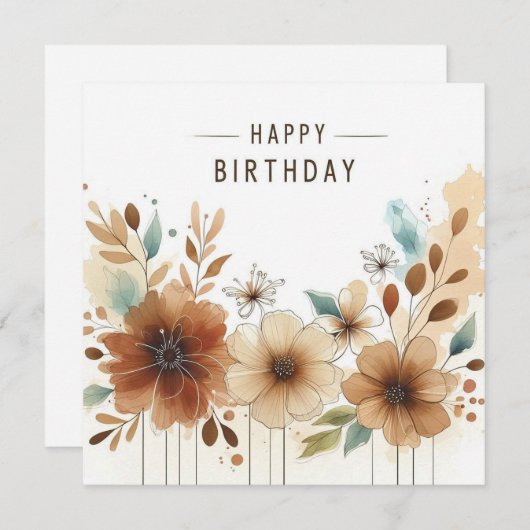 carte florale d'anniversaire heureuse (Devant / Derrière)