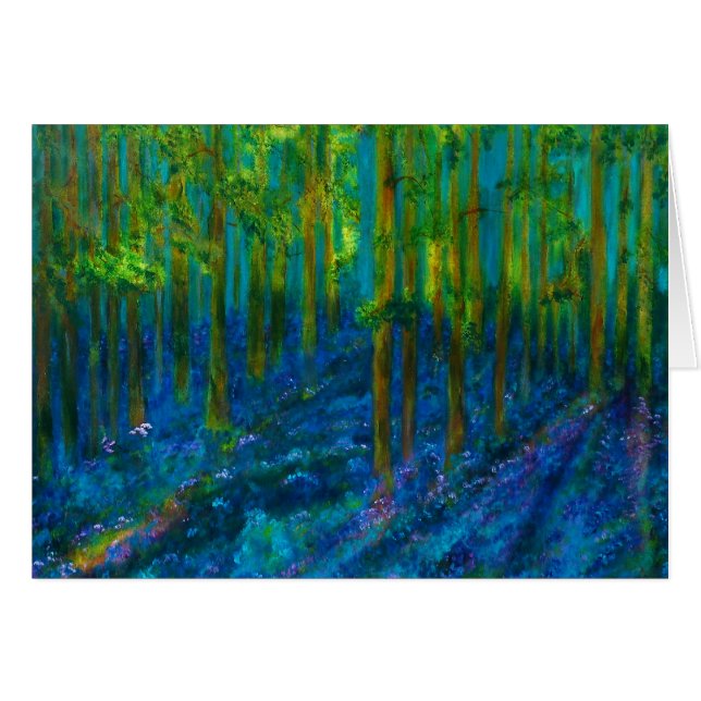 Carte florale d'art de "jacinthes des bois" (Devant Horizontal)