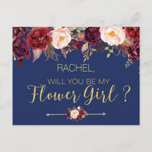 Carte Florale d'Automne Veux-tu être ma Demoiselle
