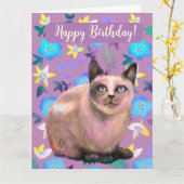 Carte florale de chat argenté (Fleur jaune)