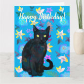 carte florale de chat noir (Devant)