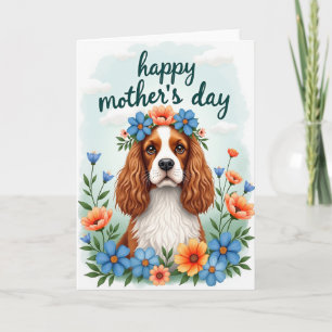 Carte florale de chien à l'aquarelle