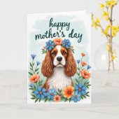 Carte florale de chien à l'aquarelle (Fleur jaune)