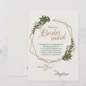 Carte Florale de Demande de Demoiselle d'Honneur (Devant / Derrière)