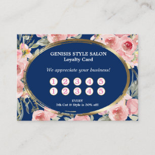 Carte florale de fidélité de salon de beauté de