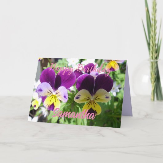 Carte florale de Fleur Violette de Viola Pensée Jo (Devant)