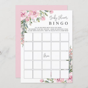 Carte florale de jeu de bingo-test de baby shower
