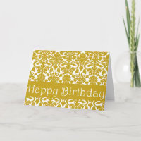 Carte florale de joyeux anniversaire de damassé