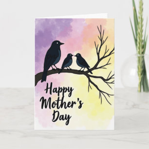Carte florale de la fête des mères aviaire