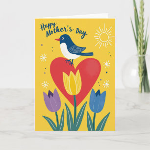 Carte florale de la fête des mères Bird Heart