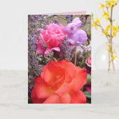 Carte florale de lapin de rose rose rouge de jardi (Fleur jaune)