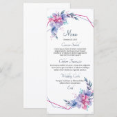 Carte florale de menu de mariage (Devant / Derrière)