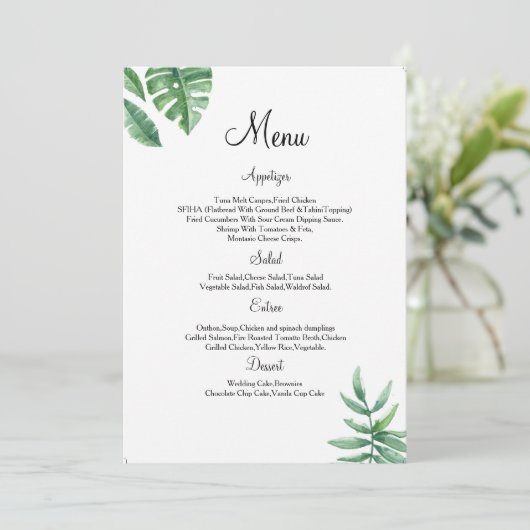 Carte florale de menu de mariage (Debout devant)