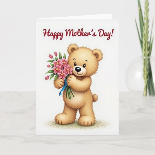 Carte florale de mère en peluche douce (Devant)
