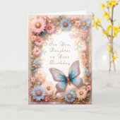 Carte florale de papillon bleu de fantaisie (Fleur jaune)