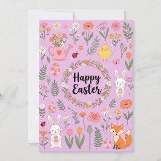 Carte florale de Pâques joyeuse