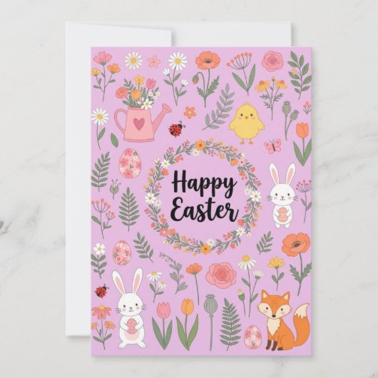 Carte florale de Pâques joyeuse (Devant)