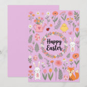 Carte florale de Pâques joyeuse (Devant / Derrière)