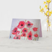 Carte florale de peinture à l'aquarelle Red Poppy  (Fleur jaune)