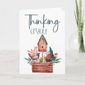 Carte florale de petit oiseau mignon pour penser à (Devant)