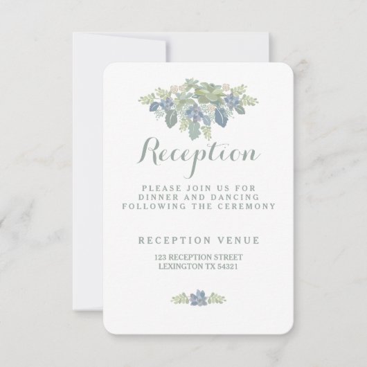 Carte florale de réception de mariage de bouquet (Devant)