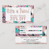 Carte florale de référence d'or rose Girly (Devant / Derrière)