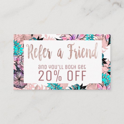 Carte florale de référence d'or rose Girly (Devant)