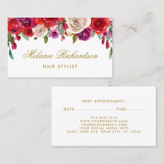 Carte florale de rendez-vous de coiffeur (Devant / Derrière)