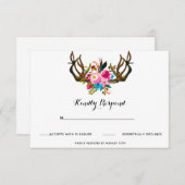 Carte florale de réponse de mariage d'Antler de (Devant / Derrière)
