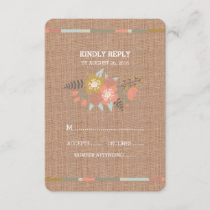 CARTE FLORALE DE RÉPONSE DE MARIAGE DE TOILE DE