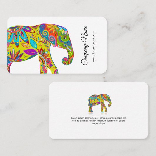 Carte florale d'éléphant (Devant / Derrière)