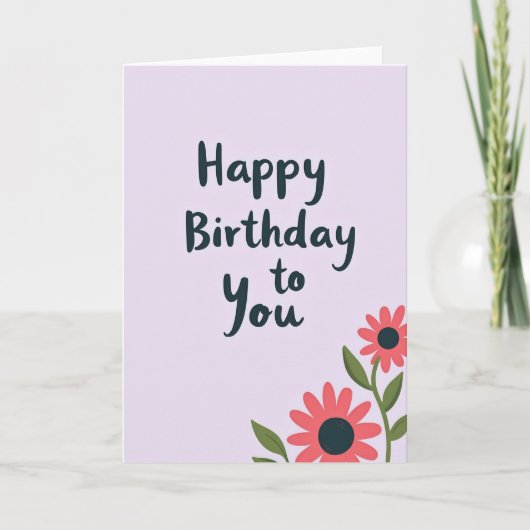Carte florale douce pour anniversaire (Devant)