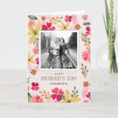 Carte florale du jour de mère d'aquarelle (Devant)