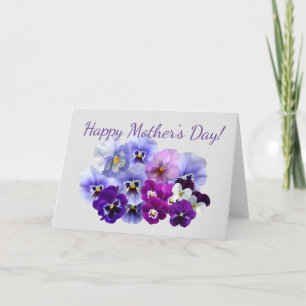 Carte florale du jour de mère de pensées pourpres