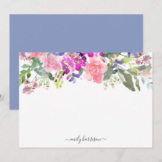 Carte florale Elegant Personnalisé (Devant / Derrière)