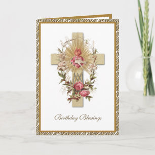 Carte florale élégante religieuse Vierge Marie Cro
