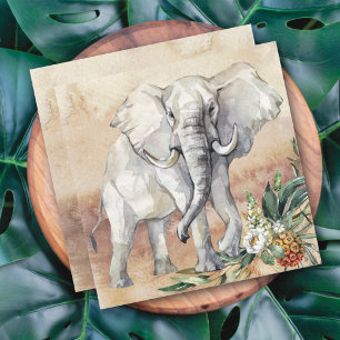 Carte florale éléphant