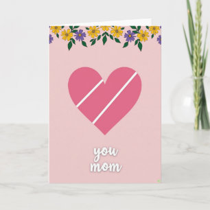 Carte florale en forme de cœur pour maman