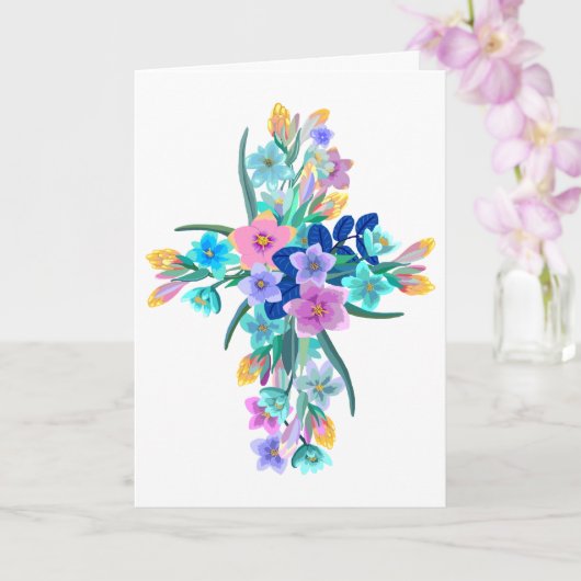 Carte florale en forme de croix (Orchidée)