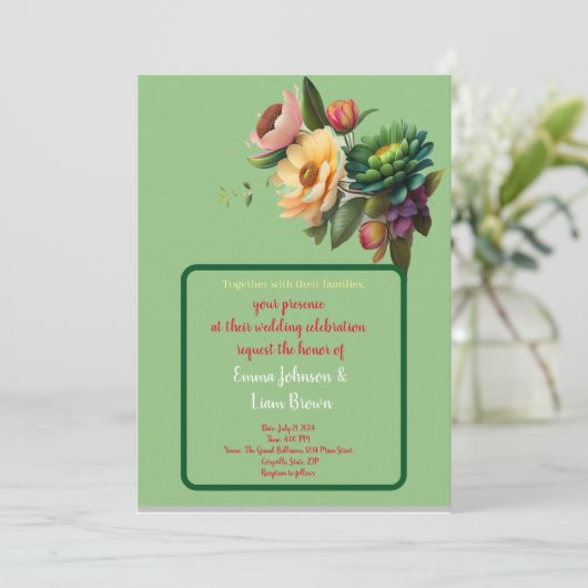 carte florale faire-part de mariage (Debout devant)