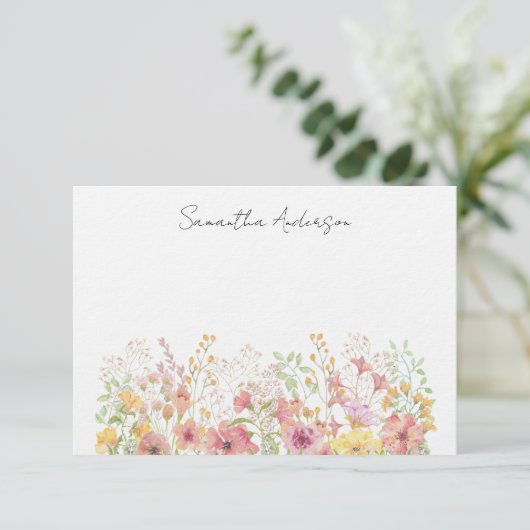Carte florale fleur sauvage personnalisée (Debout devant)