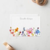 Carte florale Fleur sauvage plat personnalisée (Devant/Arrière en situation)