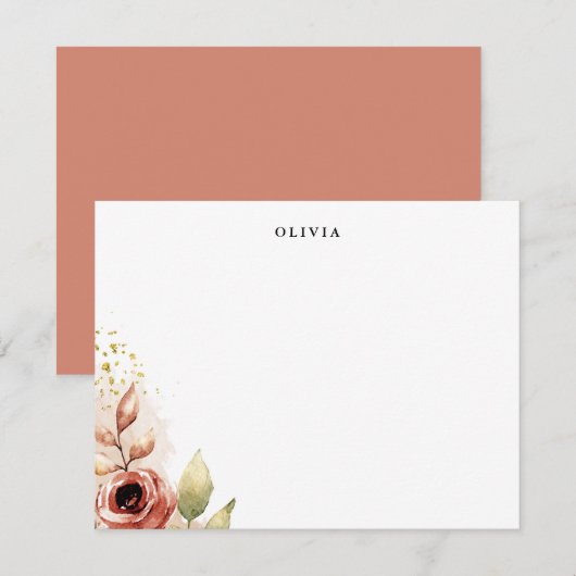 Carte florale florale à note plat personnalisée (Devant / Derrière)