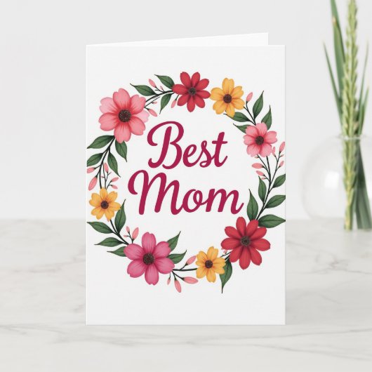Carte florale Fuchsia Meilleure Maman (Devant)